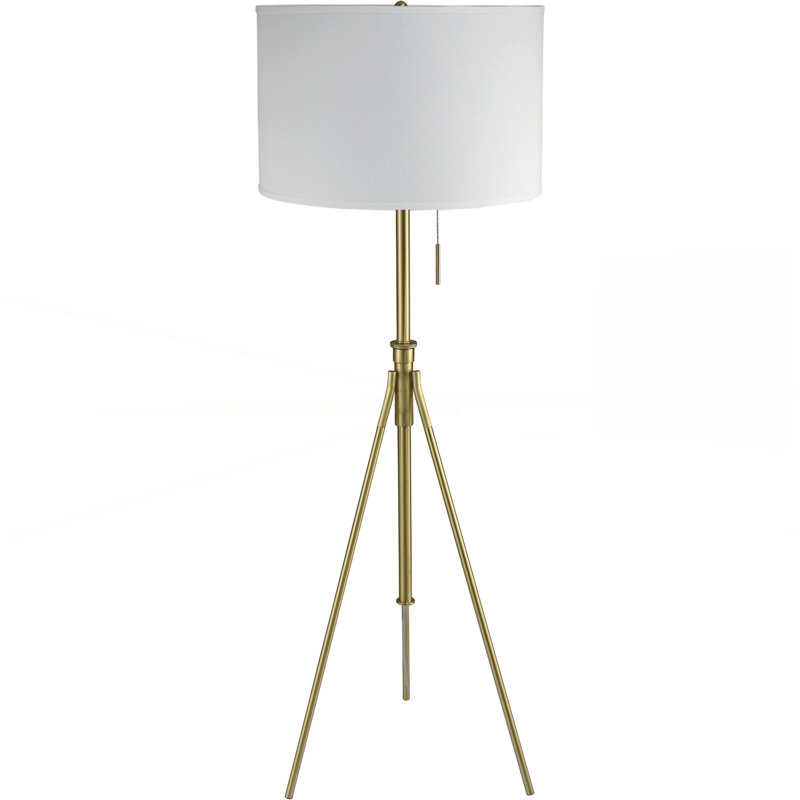 58" - 72"H Adjustable Tripod Floor w/ KD Shade, Brushed Gold