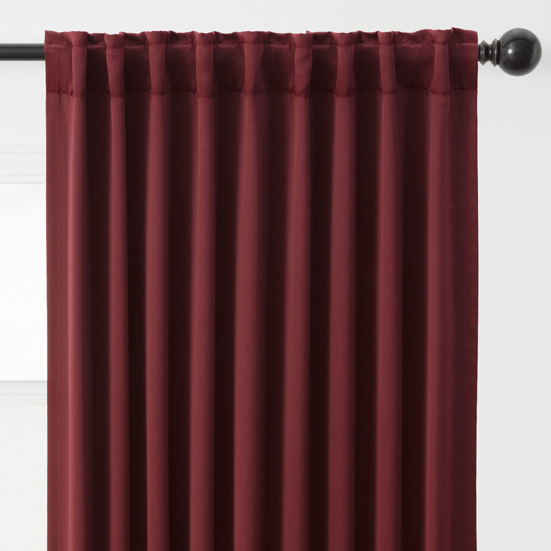 Mong 2-Panel Solid Contemporary Blackout Curtains - 3-In-1 Back Tab, Rod Pocket, Ring Tab, 52" W x 63" L, Garnet
