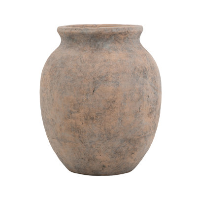 D10.5X13" Round Terracotta Vase With Earthy Texture