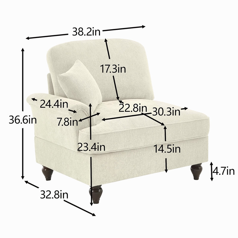 Canapé en chenille LSF avec 1 coussin, Orienté à gauche (vu de face), Blanc