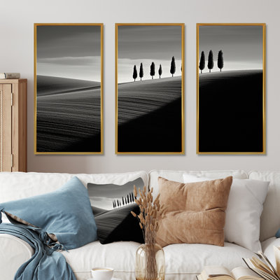 Monochromes des arbres désertiques - ensemble d'art mural sur toile désertique