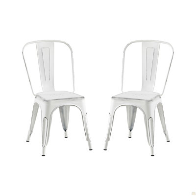 Set Of 2 Metal Dining Chairs 18 Inch Seat Height Stackable