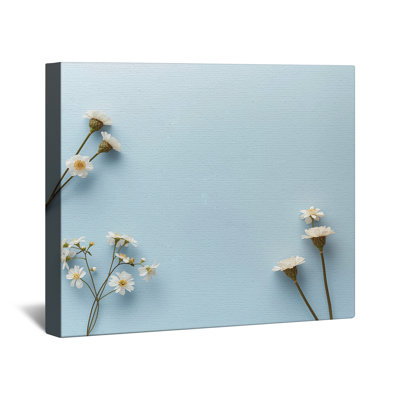 Marguerites blanches sur toile bleue tendue en plusieurs tailles