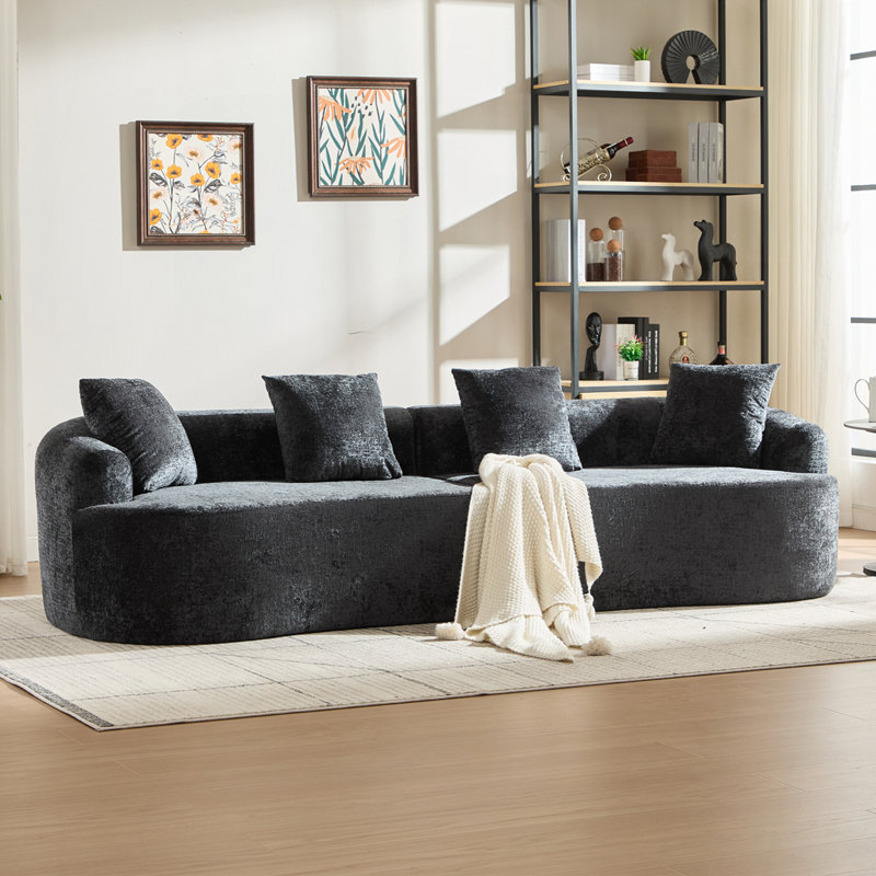 Causeuse incurvée en chenille avec mousse à mémoire de forme - aucun assemblage requis, Noir