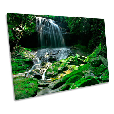 Waterfall Rain Forest Green - Wrapped Canvas Print