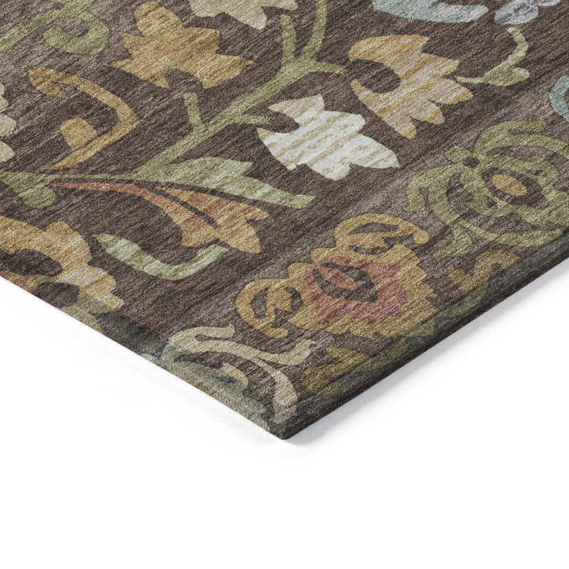 Tapis floral intérieur / extérieur lavable à la machine Husby ACN2193, Rectangle 10 pi x 14 pi