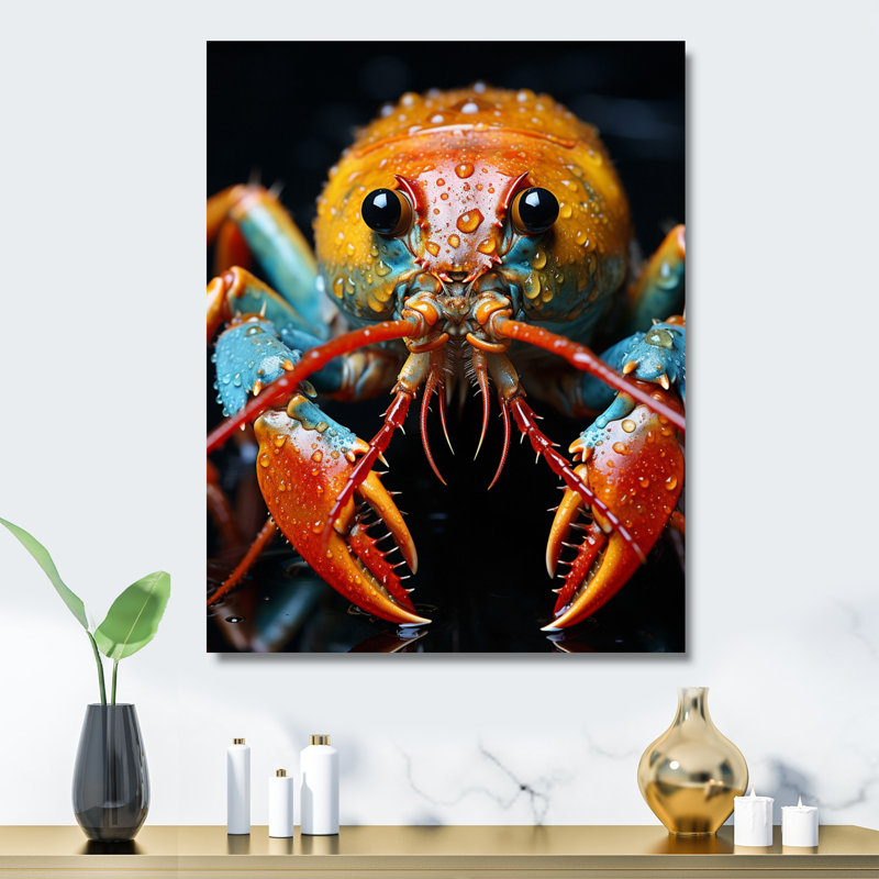 Animal, écrevisse I - art mural en métal écrevisse, H 20 po x l 12 po x P 1 po