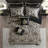 King 8 Piece Comforter , Reversible Design, Decorative Details Soft Black, Solid Back, Machine Washable