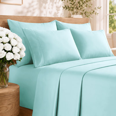 6 Piece Sheet Set, Soft Cooling Bed Sheets, Breathable & Wrinkle Free, Hotel Luxury Bedding