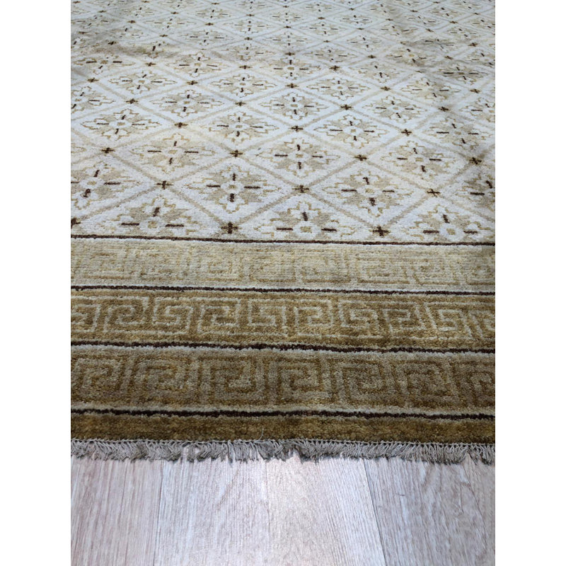 Tapis beige en laine noué à la main Cimarr