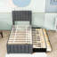 Lit plateforme tapissier avec lit gigogne et tiroirs de rangement-778333924-778333925