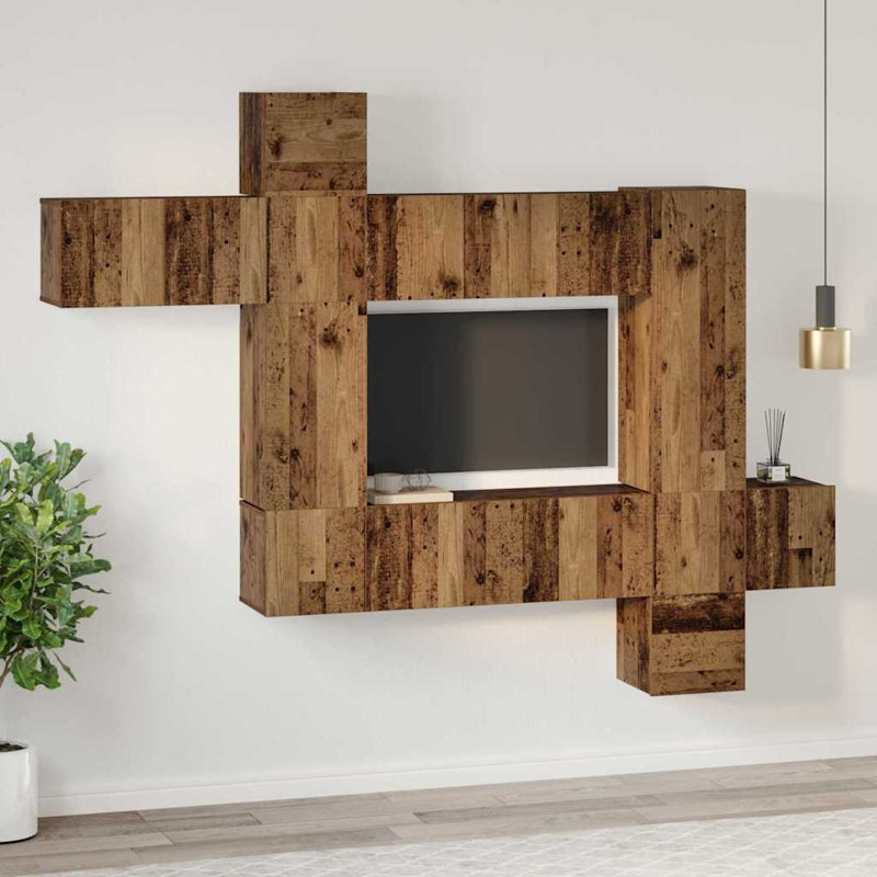 TV Cabinet Set Wall-Mounted 10 Pcs 30.5 X 30 X 90 Cm, Old Wood