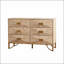 Commode moderne à 6 tiroirs en bois clair au design élégant pour le rangement de la chambre à coucher, du salon et du couloir