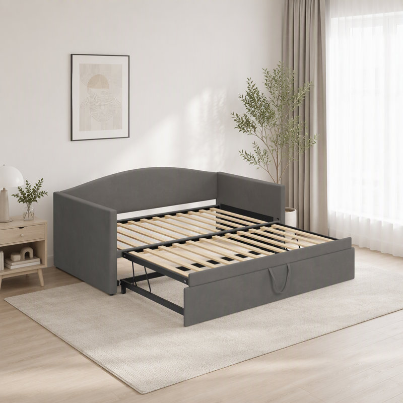 Lit de jour simple tapissier avec couchette escamotable