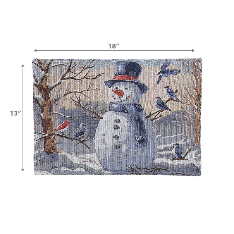 Napperon Tapisserie Bonhomme de neige 13 x 18 - ensemble de 12