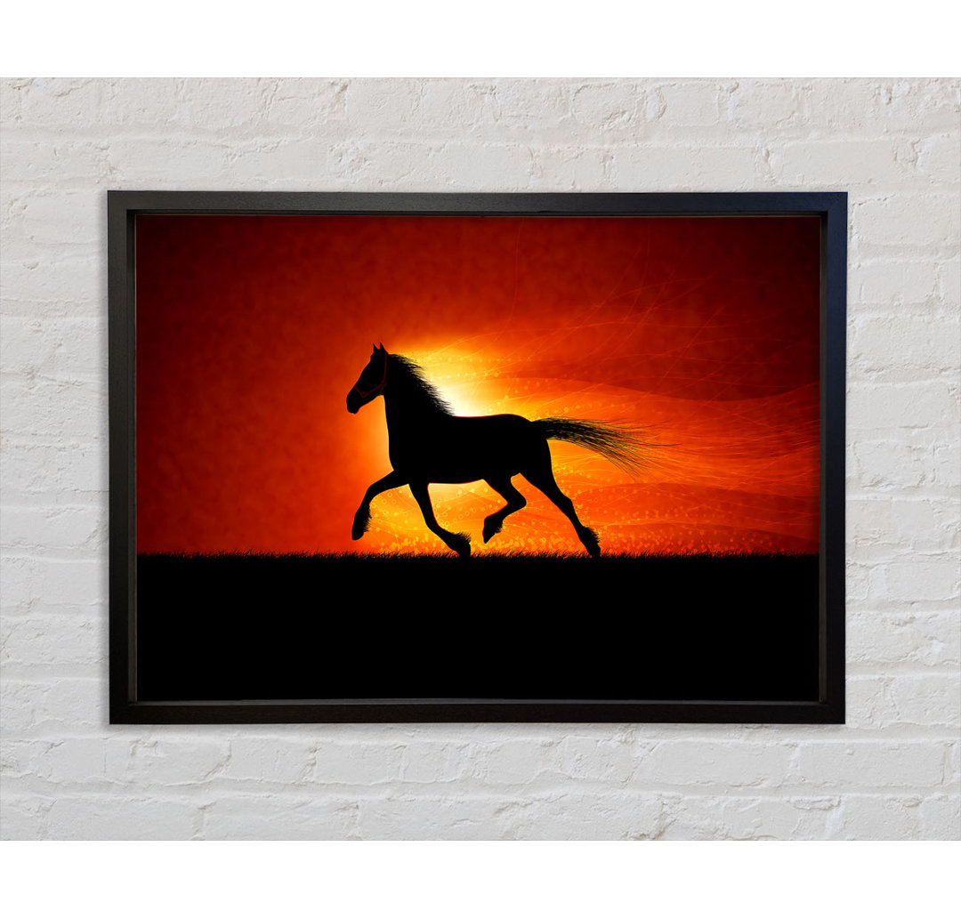 Running Horse Sunset Blaze - Einzelbildrahmen Kunstdrucke auf Leinwand