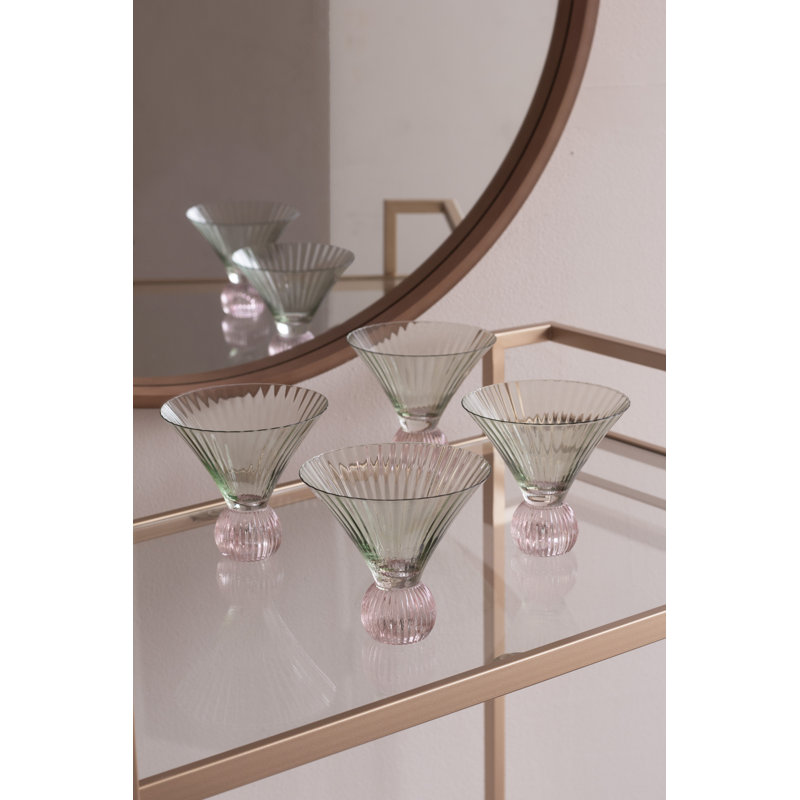 Verre 6 oz. Ensemble de verres à martini, Vert/rose