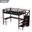 Lit mezzanine double avec bureau en L et port USB, lit mezzanine haut avec DEL pour enfants adolescents