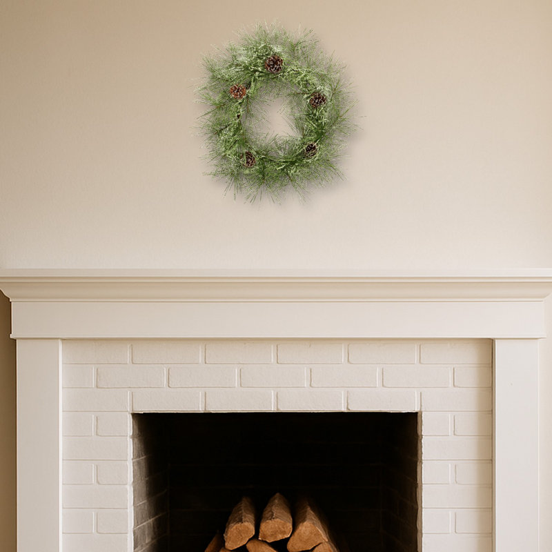 Iced Pine Artificial Wreath with Pine Cones