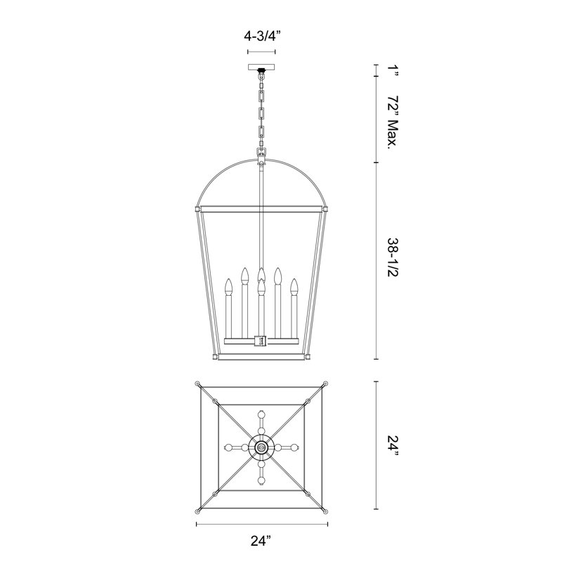 Manor 8-Light Urban Bronze Square Lantern Chandelier with Crystal Globe