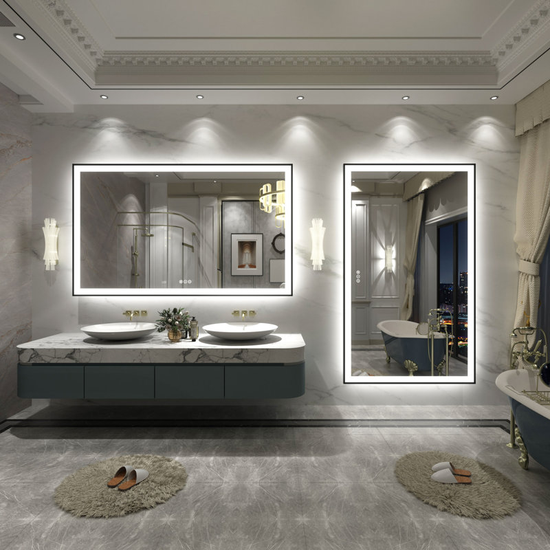 Aevar UL Certified Front & Back LED Anti-Fog Tempered Glass Framed Bathroom/Vanity Mirror with 3-Year Warranty, 60" x 36"