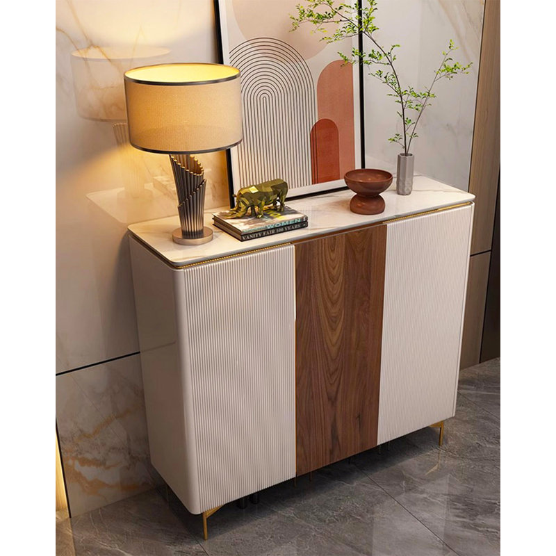 Modern Luxury Crystal Stone Countertop Shoe Cabinet, 33.46" H x 47.24" W x 15.75" D