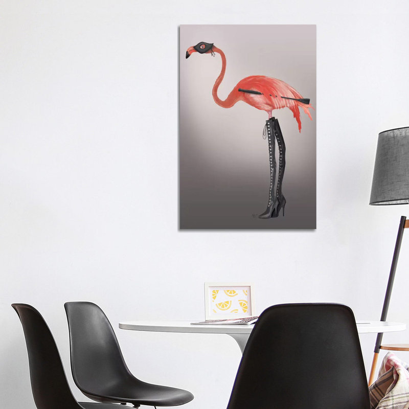 «Flamingo with Kinky bottes» par Fab Funky - impression sur toile tendue, H 40 po x l 26 po x P 1,5 po