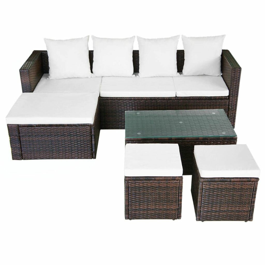 5-Sitzer Lounge Set Twilley aus Polyrattan mit Polster