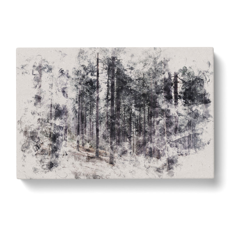 Conifer Tree Forest Vol.1 Watercolour - Wrapped Canvas Print, 50cm H x 76cm W x 3cm D