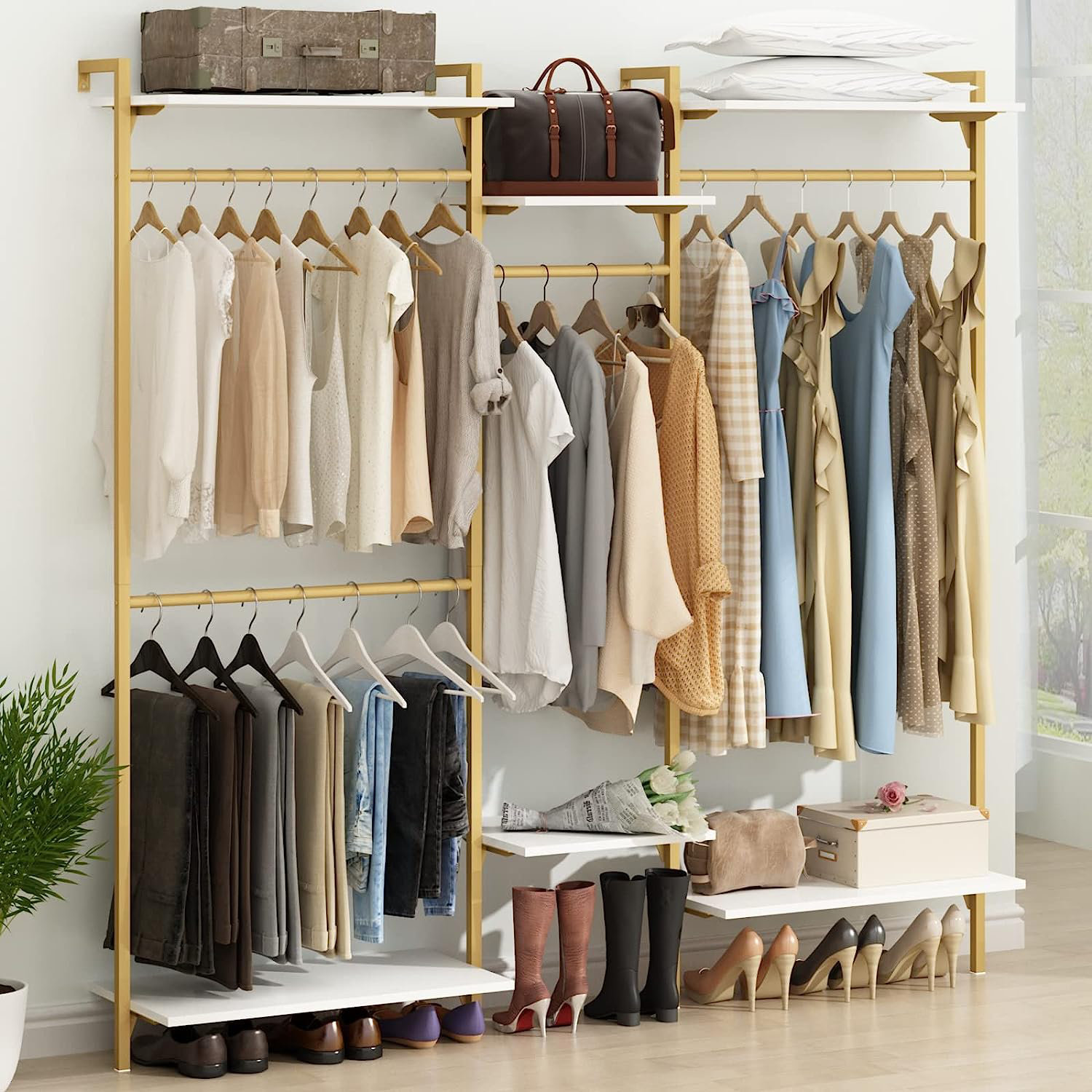 https://assets.wfcdn.com/im/67909877/compr-r85/2510/251046988/oloran-gold-wall-mount-clothes-rack-with-4-hanging-rods-clothing-rack-with-6-tier-adjustable-shelves.jpg