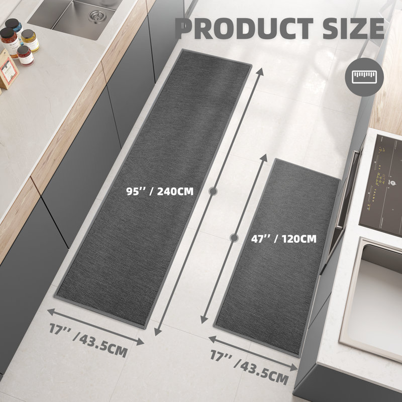 Tapis de cuisine Amesdale, Tapis de couloir 1 pi 5 po x 7 pi 11 po, Gris foncé