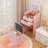 Dressing Table and Stool, 3-in-1 Multifunctional Dressing Table Set, Featuring Three-color Lighting Modes, HD Mirror, Two Sliding Drawers, and a Hidden Storage Stool.-1544199702