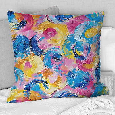Explosion de cirque abstrait rose et bleu III - Coussin abstrait