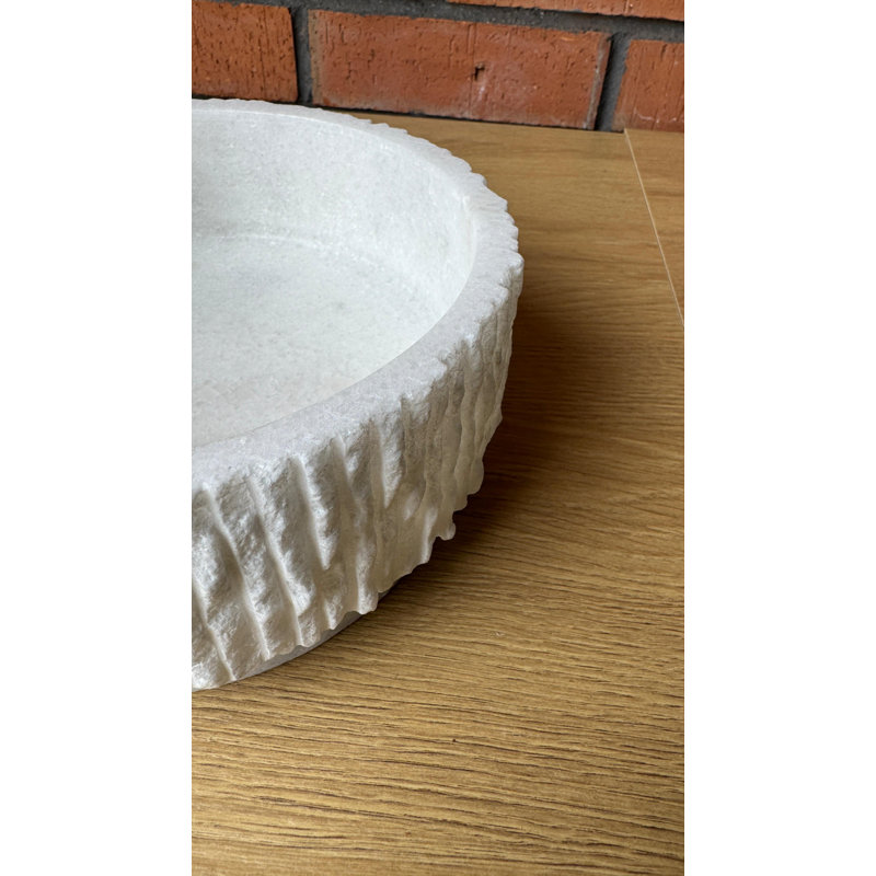 Serrated White Marble Small Bowl