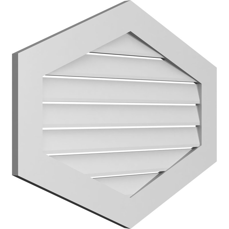 Vertical Peaked Surface Mount Signature Urethane Functional Gable Vent 5/12 Pitch, Primed Tan, 1" H x 36" W x 28" L