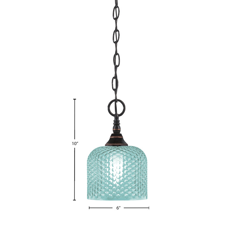 Mini-luminaire suspendu en chaîne avec verre, Cuivre / noir