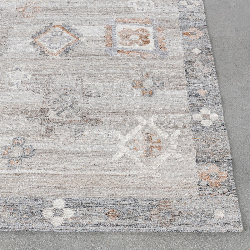 Lukens Hand Woven Recycled P.E.T Geometric Area Rug in Gray/Brown/Ivory, Rectangle 8' x 10'