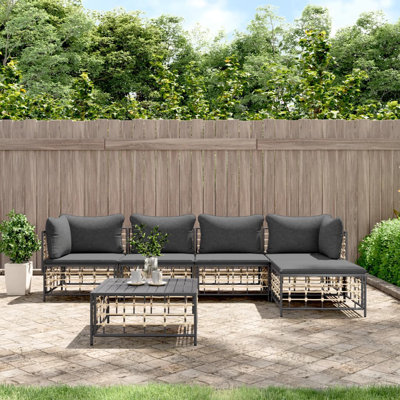 Ensemble de salon de jardin en polyuréthane anthracite anthracite
