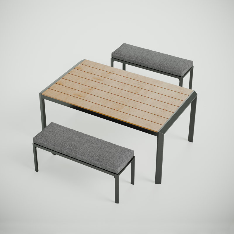 Craver 4 - Person Patio Dining Set Rectangular Table with Cushions Included