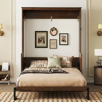 Queen Size Murphy Bed, Space-Saving Hidden Wall Bed, Wall Bed Cabinet with Gas Struts