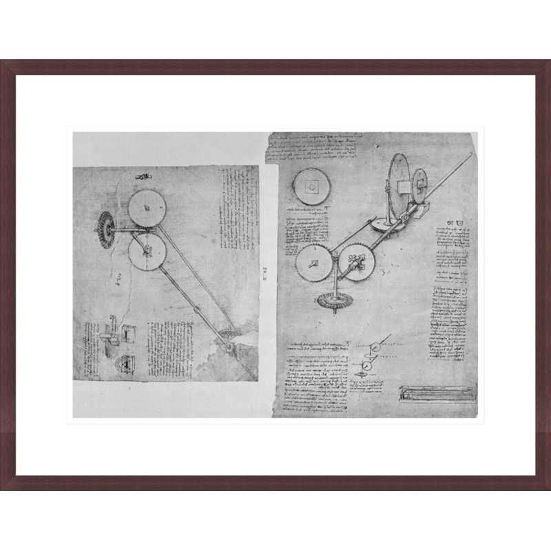Sketch of a Rolling Mill fol. 2r-a from the Codex Atlanticus by Leonardo da Vinci -Framed Giclee Print