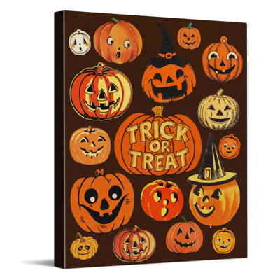 Trick or Treat Pumpkins Halloween Canvas Wall Art 30x40cm