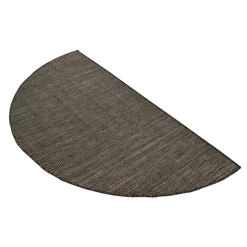 Avaughn Black Indoor/Outdoor Area Rug, Half-circle 3'1" x 6'1", Black