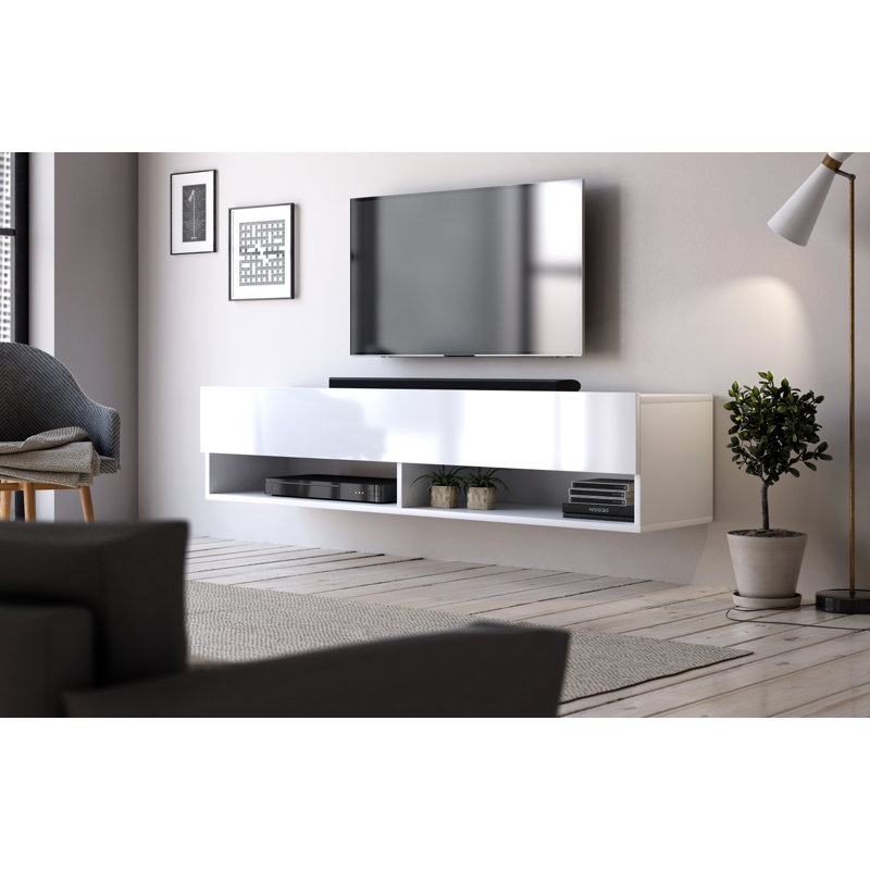 Rosalua TV Stand, 31.5cm H x 140cm L x 32.8cm W, White