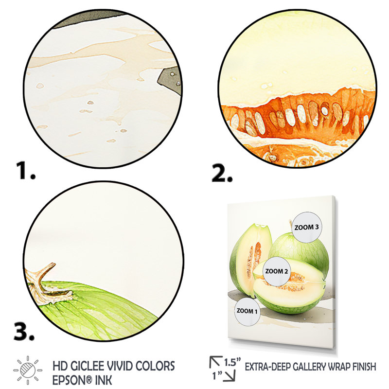 Minimaliste Cantelope Essence II - Melon, art mural, H 32 po x l 16 po x P 1 po