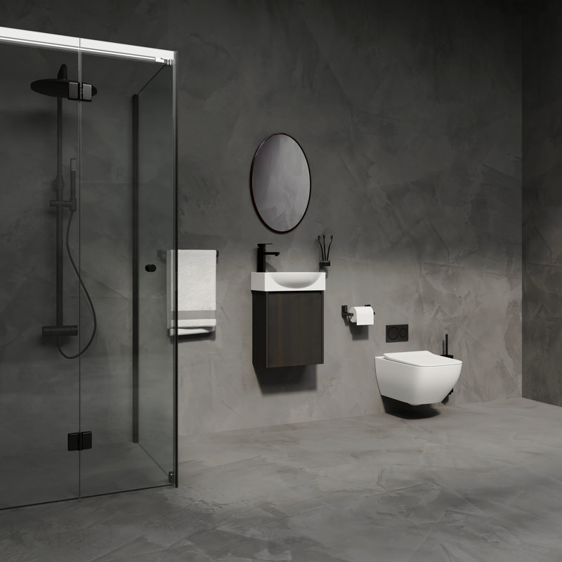 Ensemble de meuble-lavabo de salle de bain 16 po pour petit espace, petit meuble-lavabo moderne avec lavabo en céramique, ensemble d'armoires pour petit lavabo de salle de bain, noir