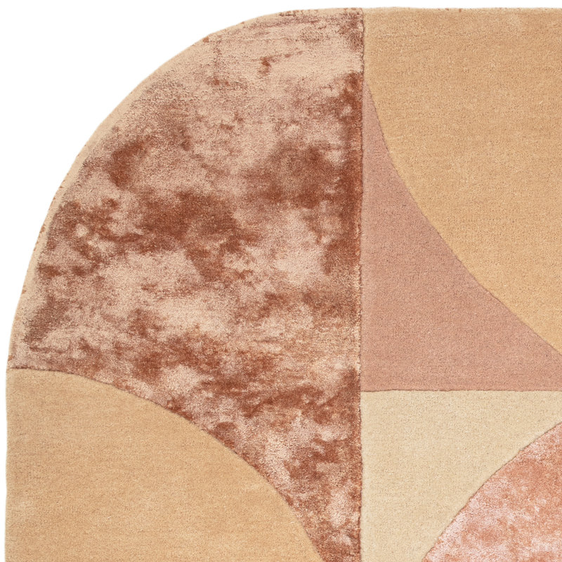 Oval Corel Geometric Wool Hand Tufted Area Rug, Oval 16'8" x 25'
