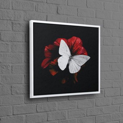 Modern Butterfly and Flower Wall Art on Canvas for Home Decor