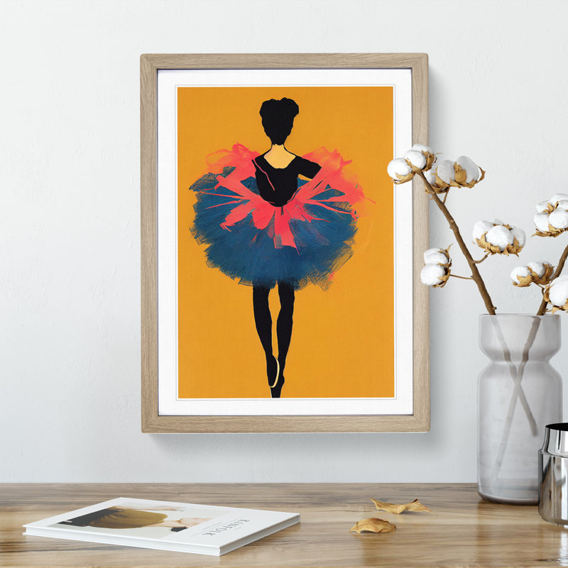 Young Ballerina - Single Picture Frame Painting, 46cm H x 34cm W x 2cm D, Oak