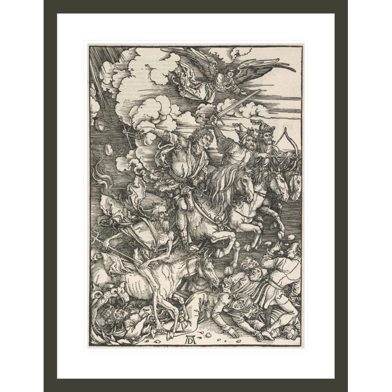 Les quatre cavaliers de l'Apocalypse de Saint-Jean par Albrecht Dürer, impression giclée sur cadre, H 29,5 po x l 22,9 po